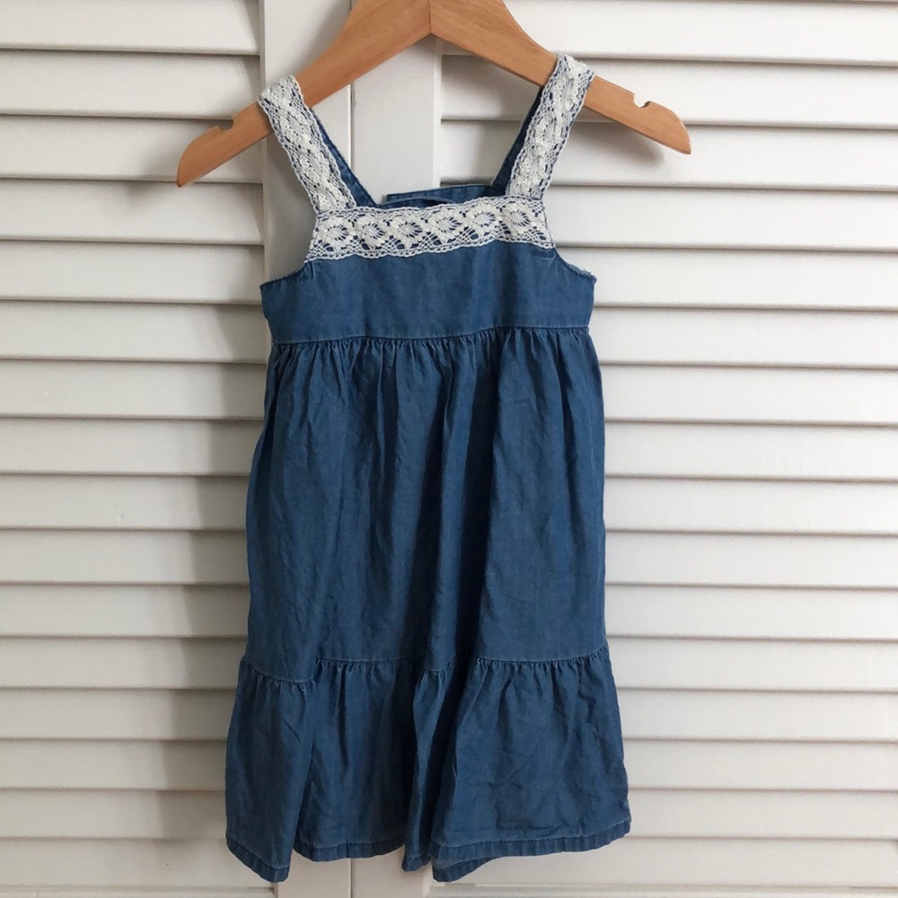 Denim Lace accent sleeveless dress